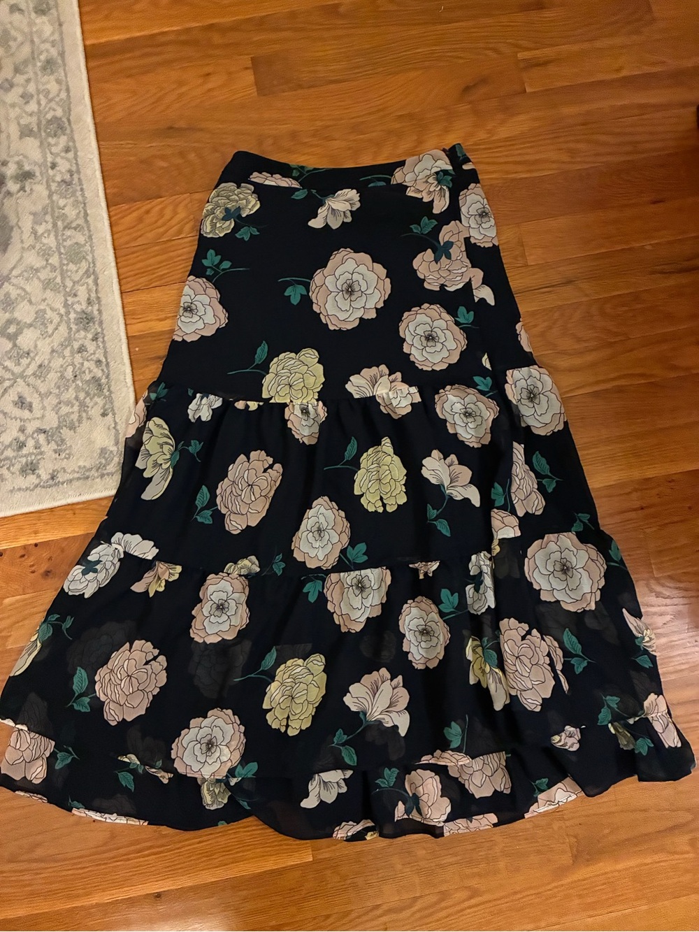 LOFT Maxi Skirt with Cream and Yellow Floral Print - 00P